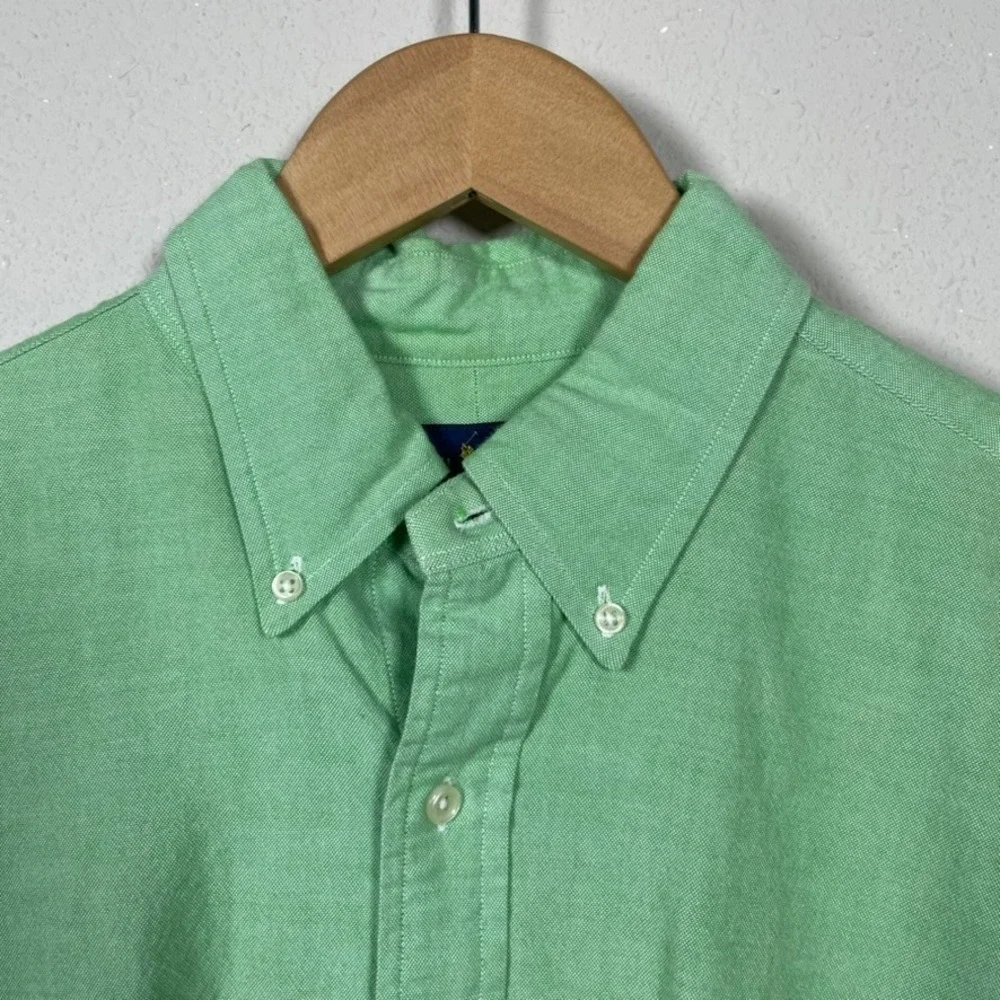 Polo Ralph Lauren Button Down Shirt Mens L Green Cotton Oxford Long Sleeve Pony